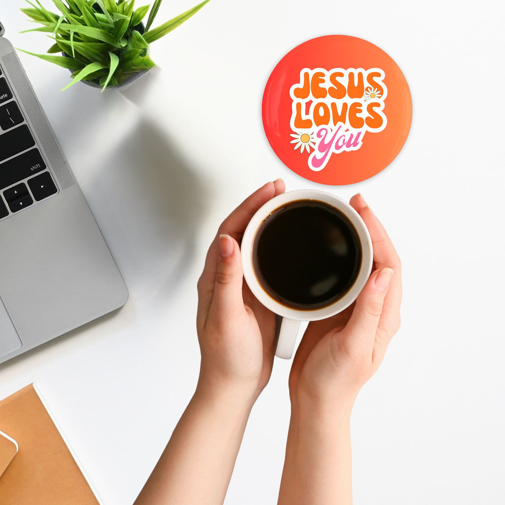 Jesus Loves You Daisies 3.5 Coasters