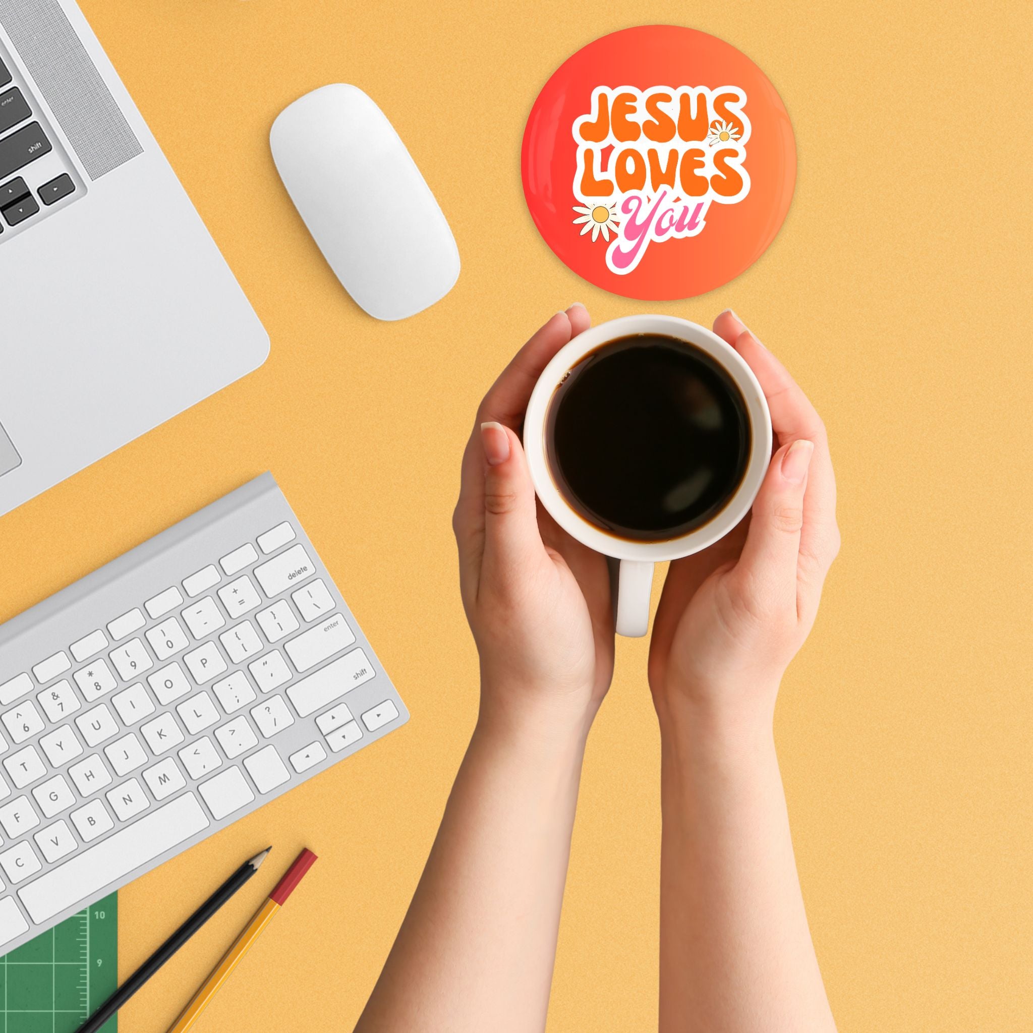 Jesus Loves You Daisies 3.5 Coasters