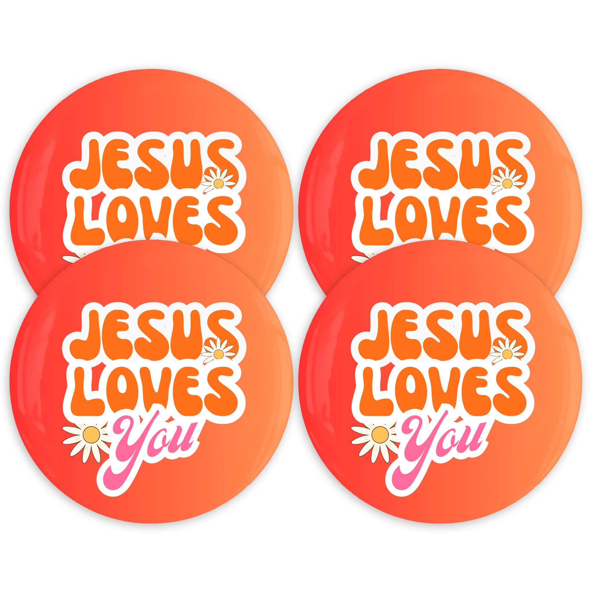 Jesus Loves You Daisies 3.5 Coasters